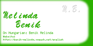 melinda benik business card